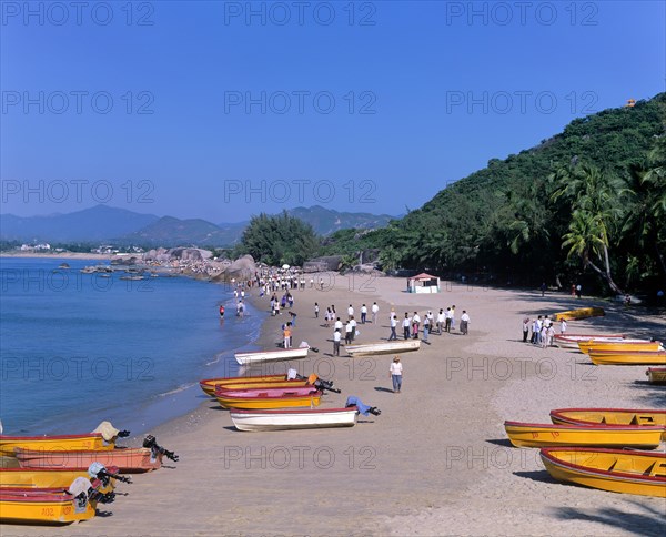 Boats on the Chinese Sea at Tianya Haijiao