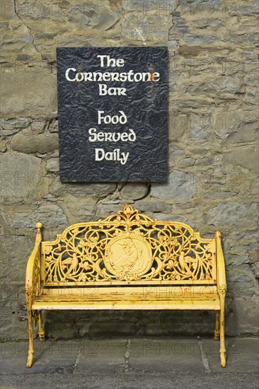 Bench outside a pub