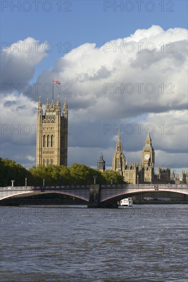 Bridge over the River Thames in front of the Palace of Westminster or Houses of Parliament