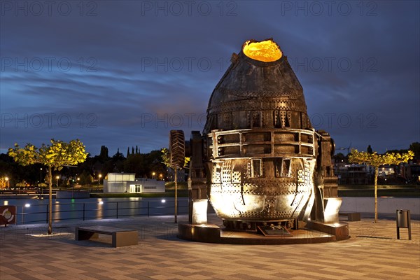 Illuminated Thomas converter at dusk on Kulturinsel