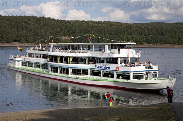 Cruise ship MS Westphalia at the pier on Lake Bigge