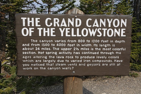 Sign at the Grand Canyon of the Yellowstone