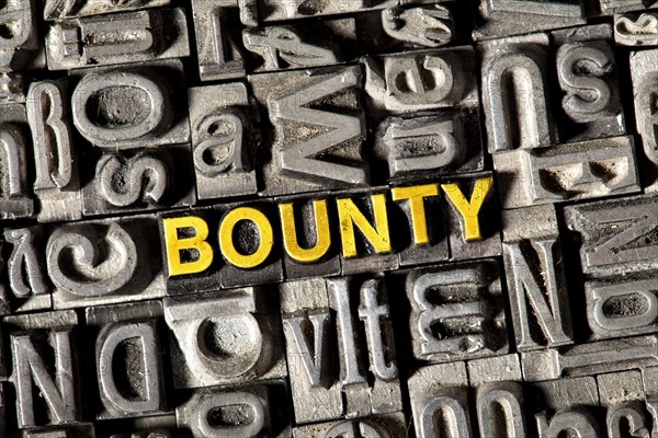 Old lead letters forming the word Bounty