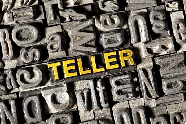 Old lead letters forming the word Teller