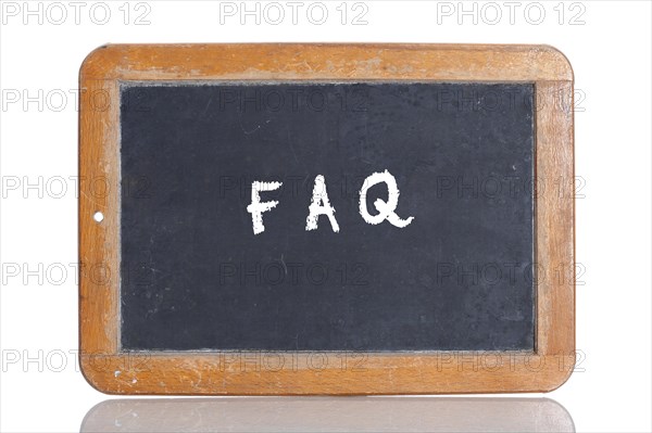 Old school blackboard with the abbreviation FAQ