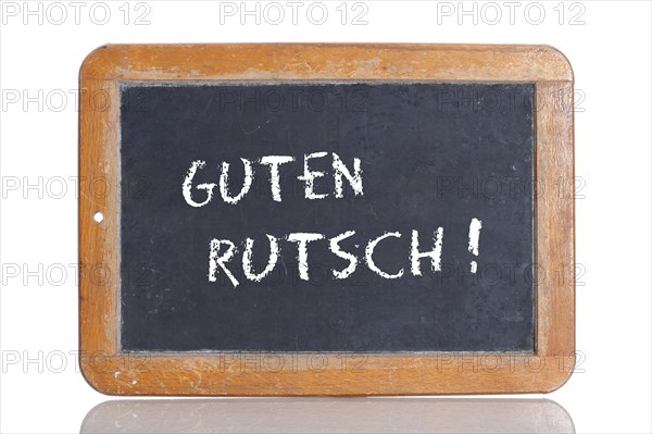 Old school blackboard with the phrase GUTEN RUTSCH!