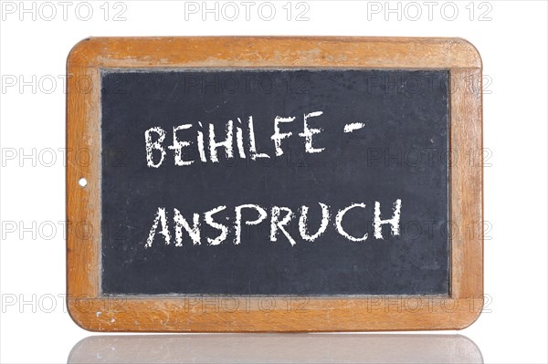 Old school blackboard with the term BEIHILFEANSPRUCH