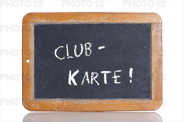 Old school blackboard with the term CLUBKARTE
