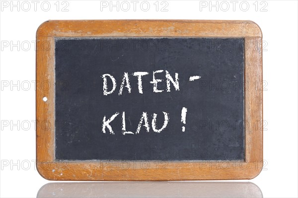 Old school blackboard with the term DATENKLAU