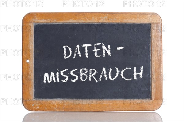 Old school blackboard with the term DATENMISSBRAUCH