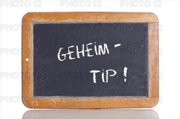 Old school blackboard with the term GEHEIMTIPP