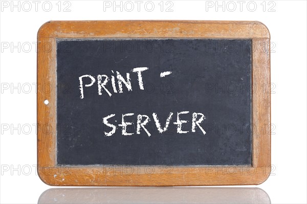 Old school blackboard with the term PRINT SERVER