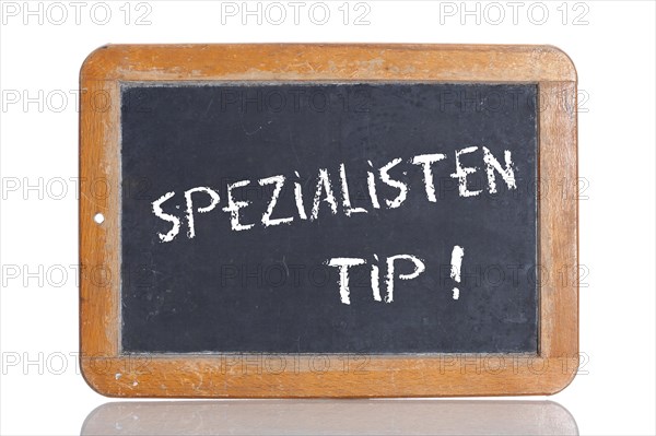 Old school blackboard with the term SPEZIALISTENTIPP