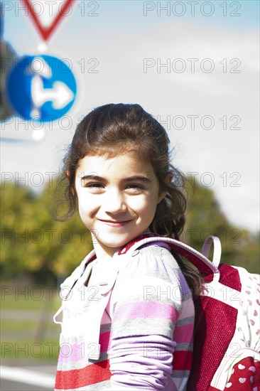 Girl at a traffic awareness course