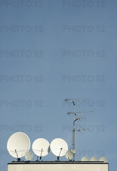 Satellite dishes on rooftop