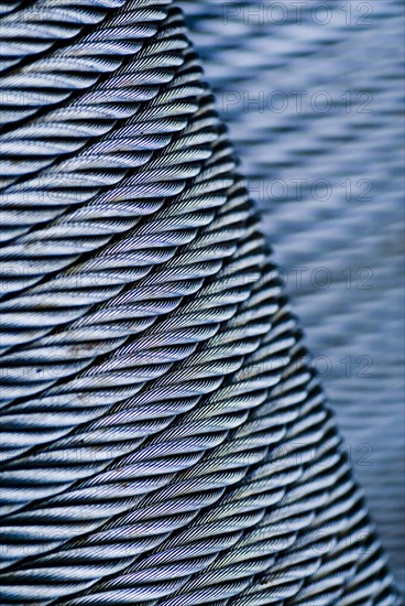 Close-up of coiled steel cable