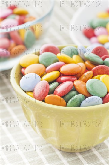 Bowls with multicolored candy