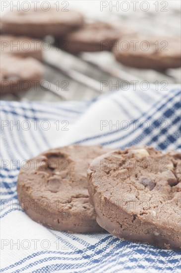 Chocolate chip cookies on cooling rack