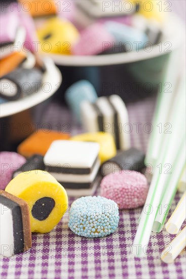 Liquorice candy and drinking straws