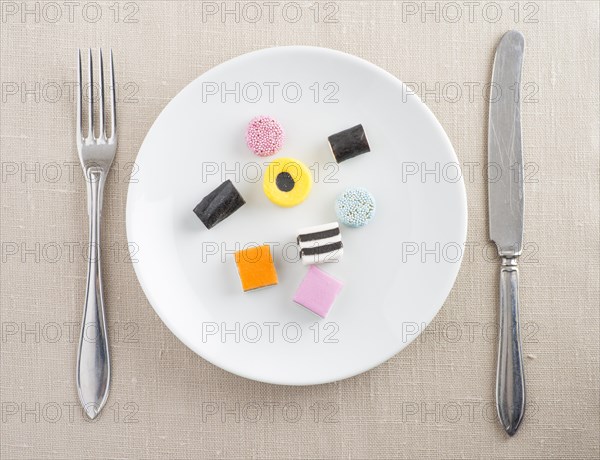 Liquorice candy served on a plate