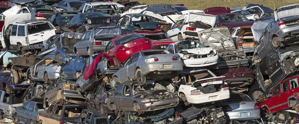 Junk cars at a scrap yard