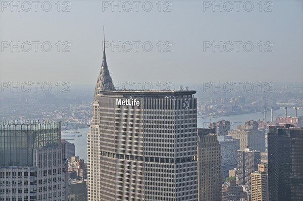 Panoramic view from the Top of the Rock observation deck at the Rockefeller Center in downtown Manhattan