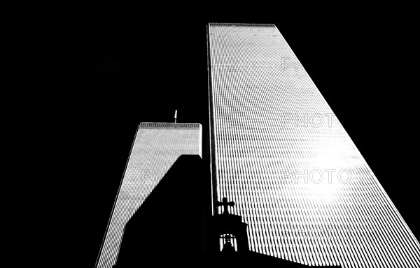 The St. Nicholas Greek Orthodox Church in front of the North and South Tower of the former World Trade Center or WTC