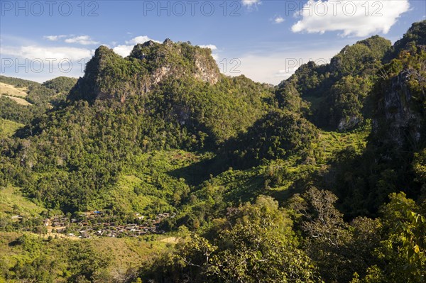 View of the village and mountains