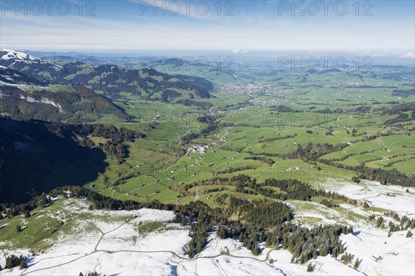 View of Appenzellerland region as seen from hoher Kasten mountain