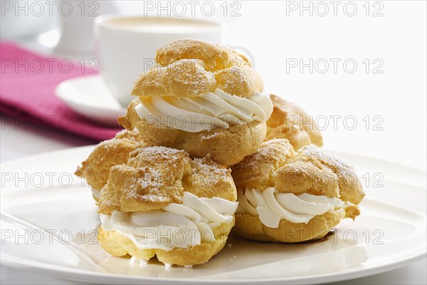 Plate of cream puffs