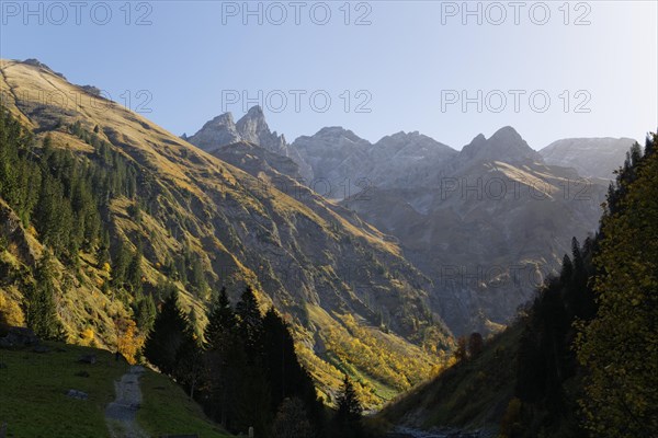 Bacherloch canyon near Einoedsbach with Maedelegabel mountain