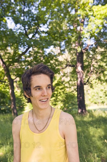 Portrait of young man in nature