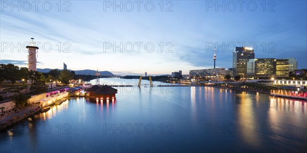 Sunken City and city view with Danube at dusk