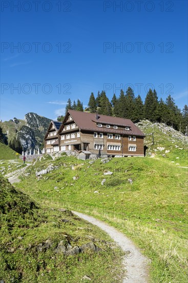 The Bollenwees mountain inn above lake Faehlensee