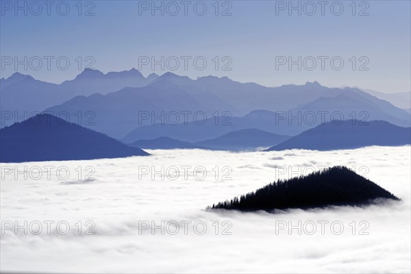 View from Brauneck to the Karwendel in fog