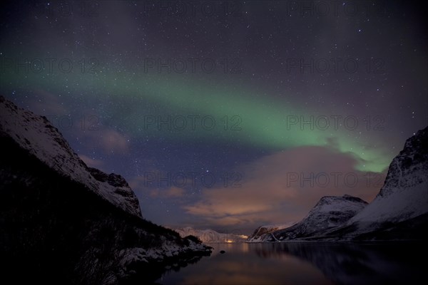 Northern Lights over the Grotfjord in winter