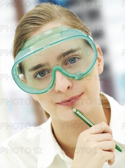 Scientist wearing a protective mask