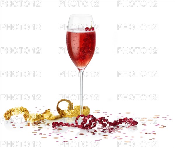 Campari mixed drink in champagne glass