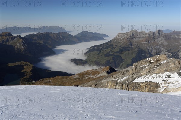 View over a sea of fog from Titlis Mountain