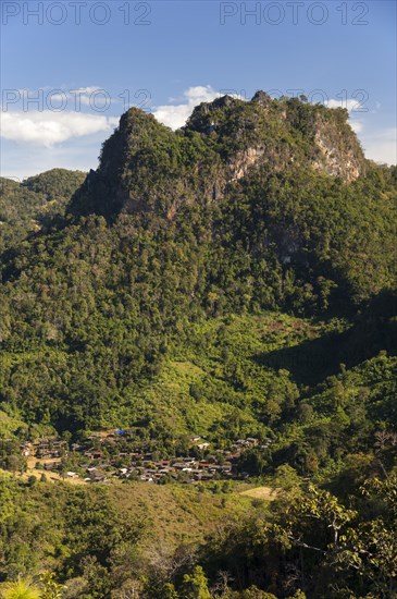 View of the village and mountains