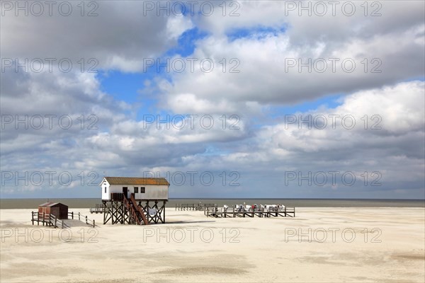 Stilt building on the beach of Sankt Peter-Ording