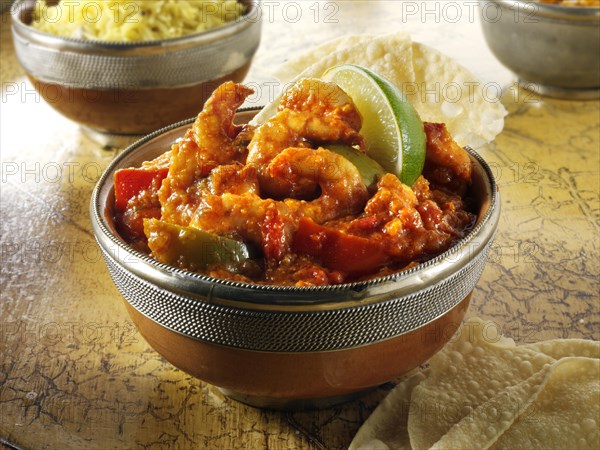 Prawn Bhuna curry and rice