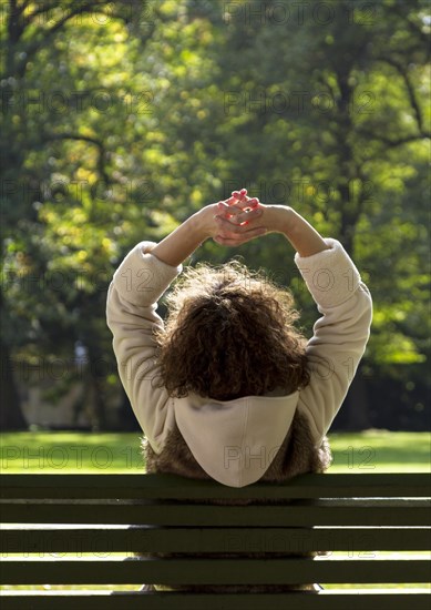 Young woman relaxing in a park