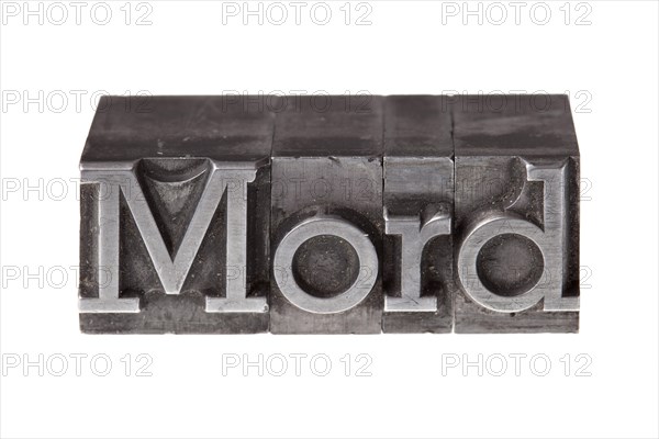 Old lead letters forming the word 'Mord'