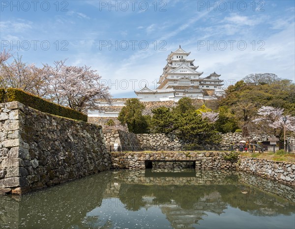 Water reflection in the moat of Himeji Castle