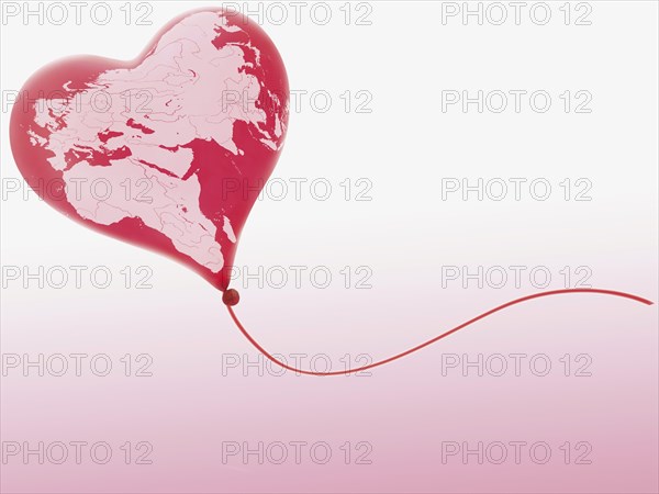 Heart-shaped balloon with a map of Europe