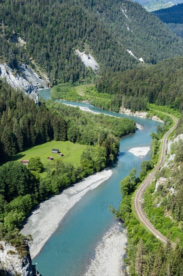 Anterior Rhine meanders through Rhine gorge