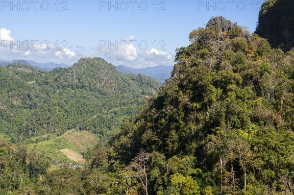 View of the mountains onto village