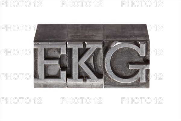 Old lead letters form the acronym 'EKG'