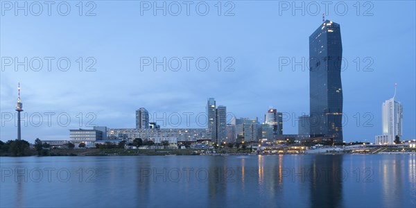 Donaucity with Danube Tower and PWC Tower on the Danube